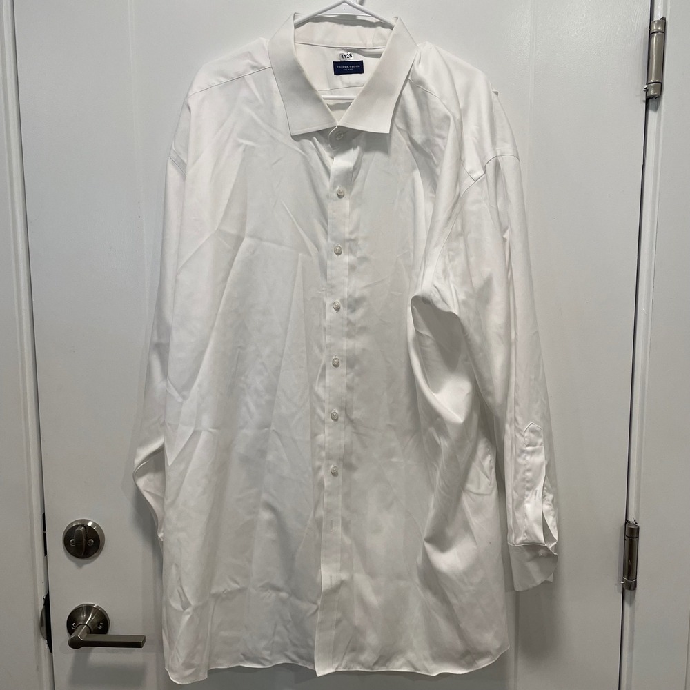 Proper Cloth Mens White Long Sleeve Button Down Dress Shirt Solid Classic
